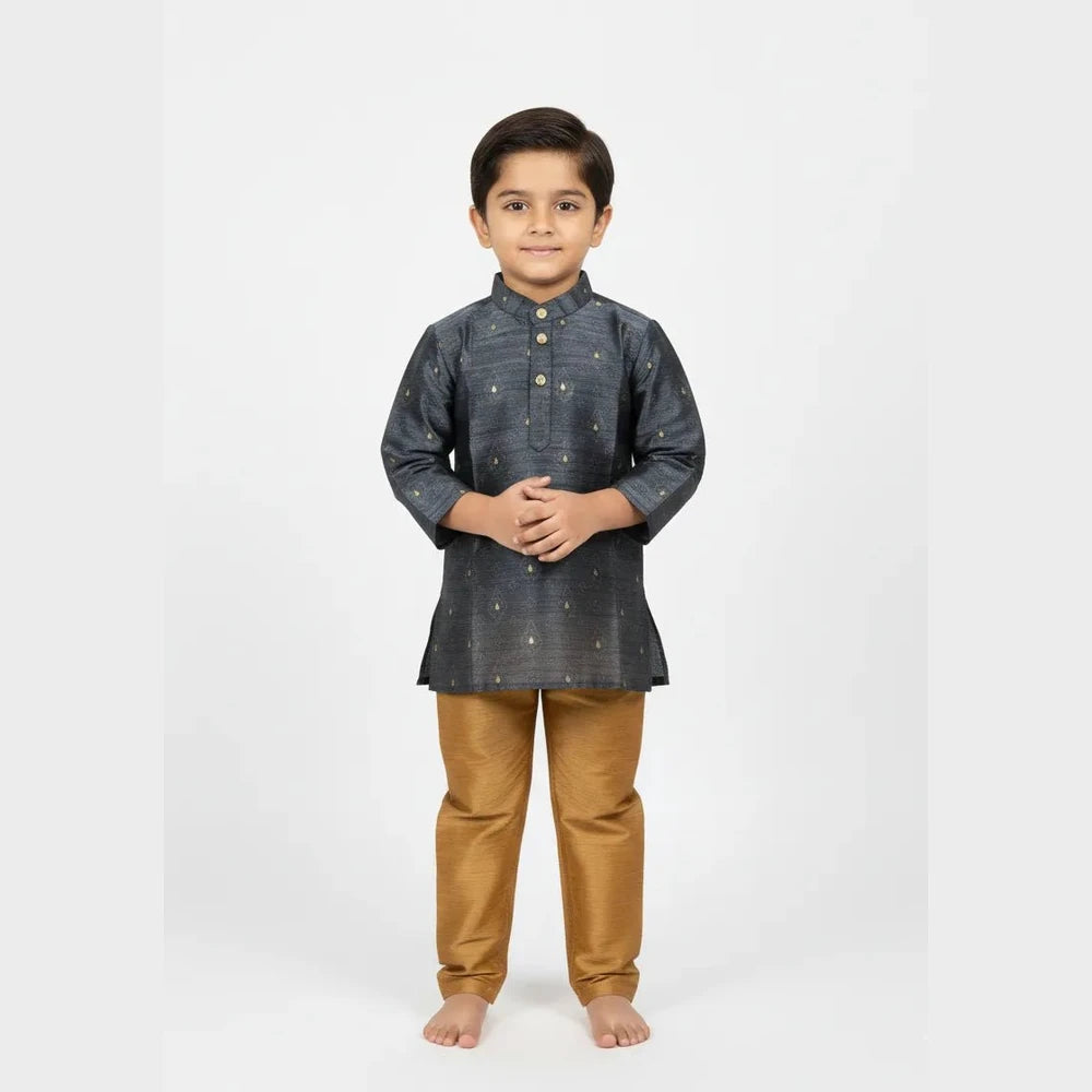 Boys Grey With Dark Sandal Kurta Pajama KP192